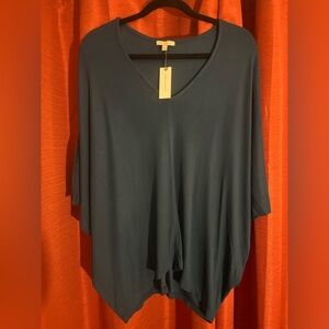 NWT Anthropologie Bordeaux Teal V-Neck Top L